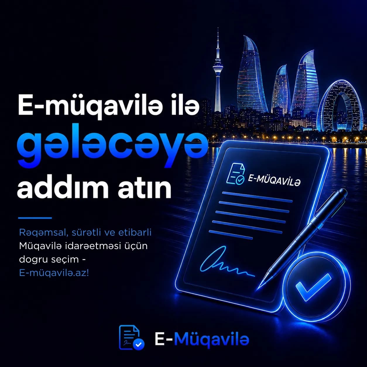 E-Müqavilə üçün sosial şəbəkə postu — platformanın təqdimatı