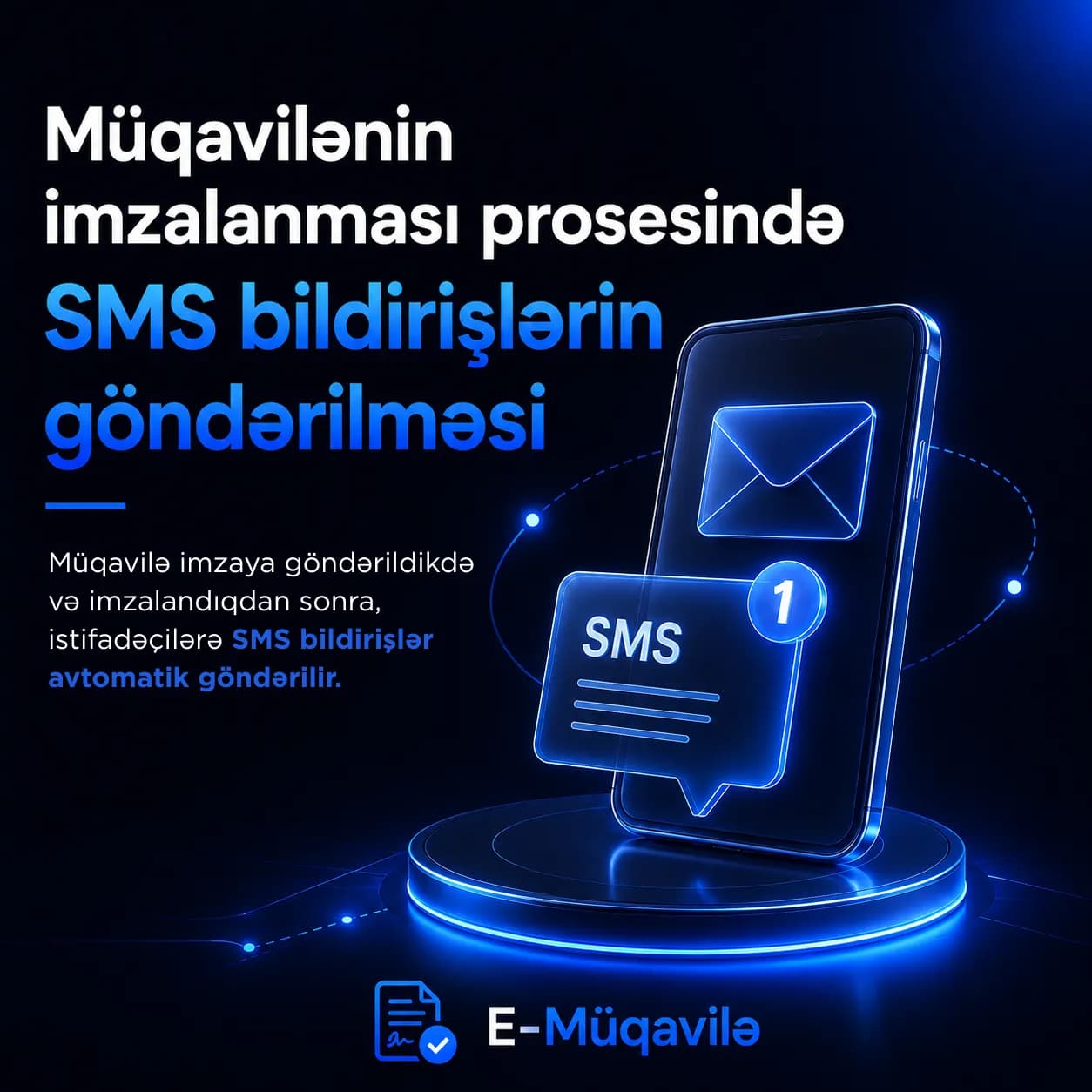 E-Müqavilə üçün sosial şəbəkə postu — SMS bildirişləri