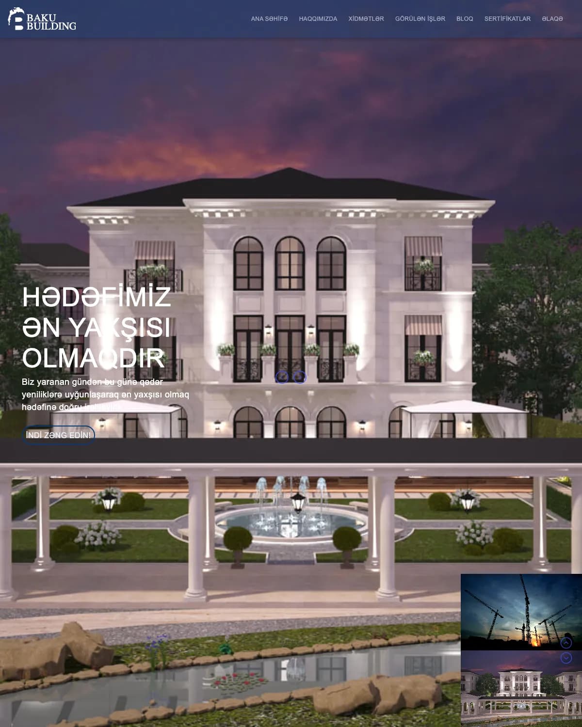 Baku Building tikinti şirkəti üçün korporativ sayt