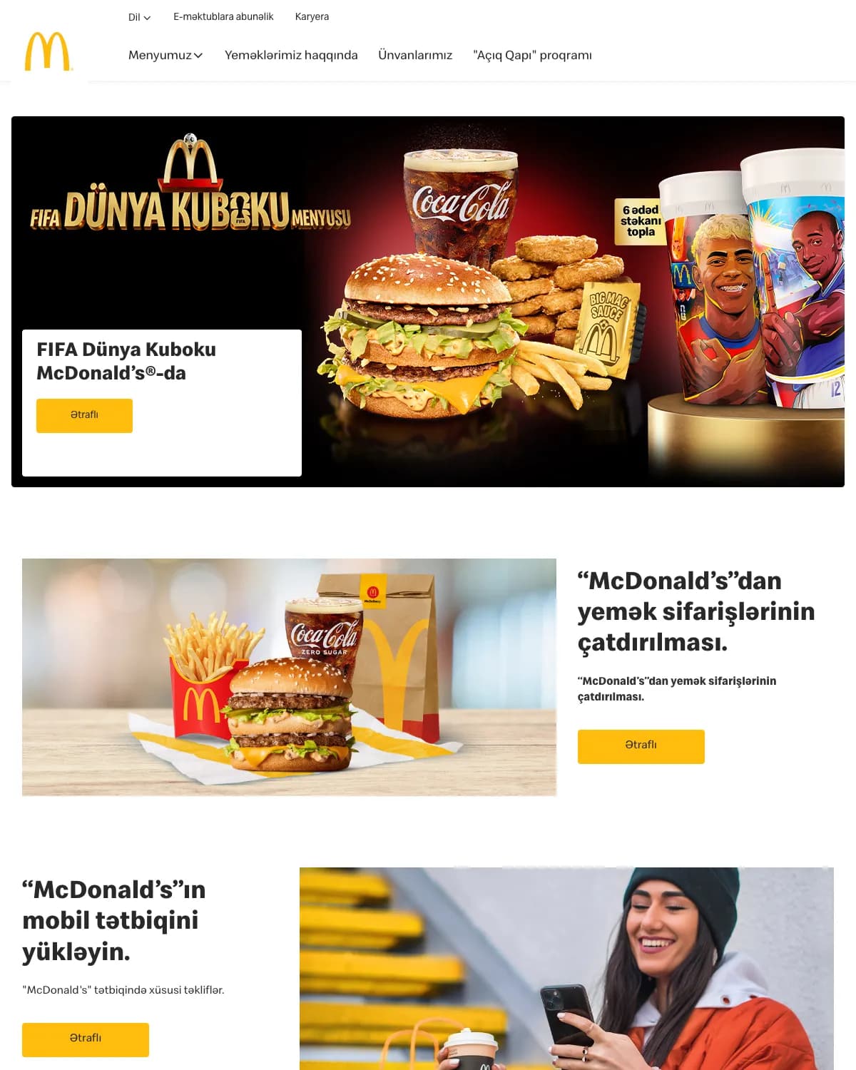 McDonald's Azərbaycan üçün korporativ sayt
